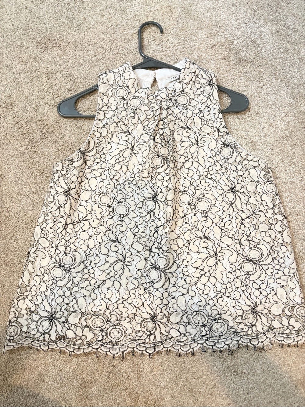 Haute Monde White Blouse with Black Floral Embroidery